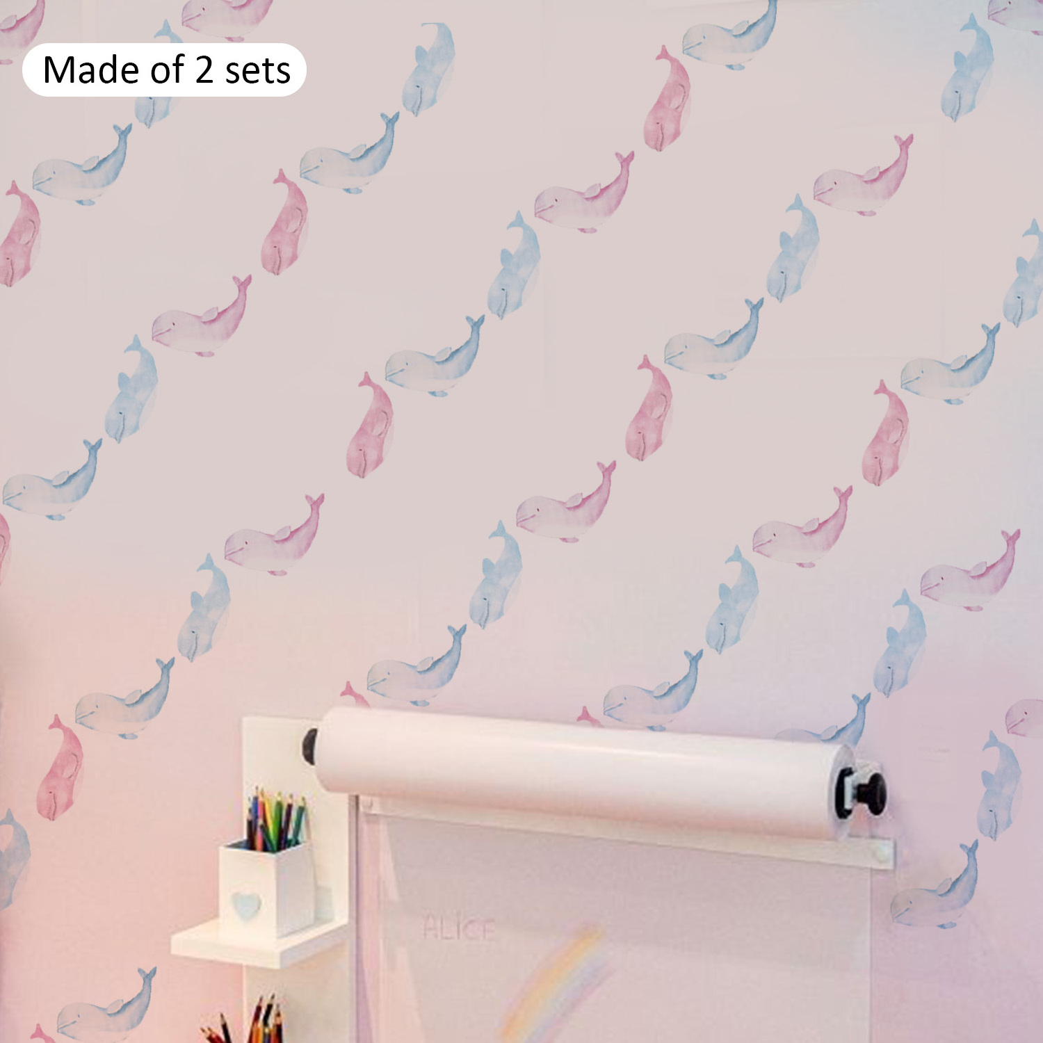 Funlife Wall Decals Sea Animals Watercolor Waterproof Peel And Stick Wall Vinyl Art Stickers For Girl Baby Bathroom Home Decor