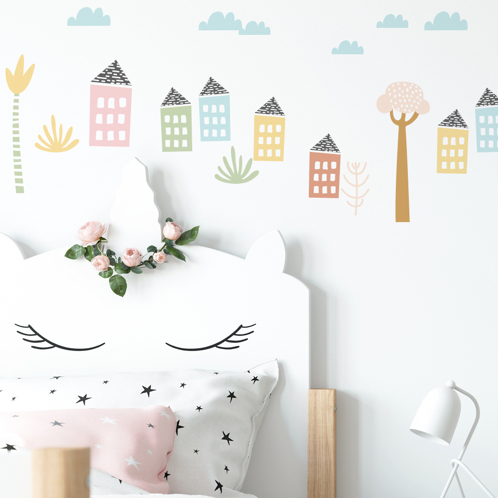 Funlife PA166 INS Style Cartoon House Promotional Gifts decorative sticker Custom PVC sticker