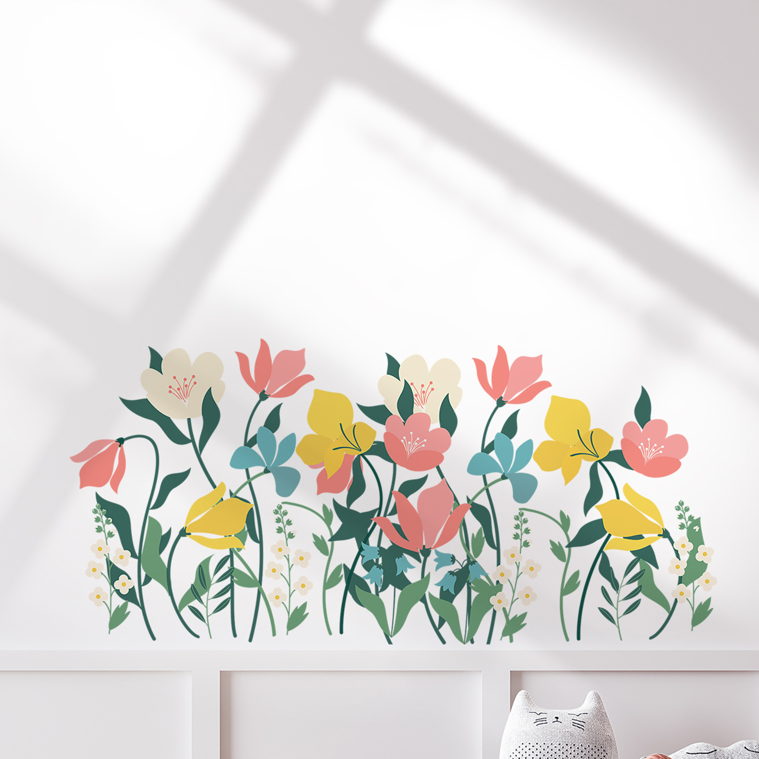 Funlife  FWS020  colorful tulip wall decals floral and plants theme pvc nursery room wall sticker