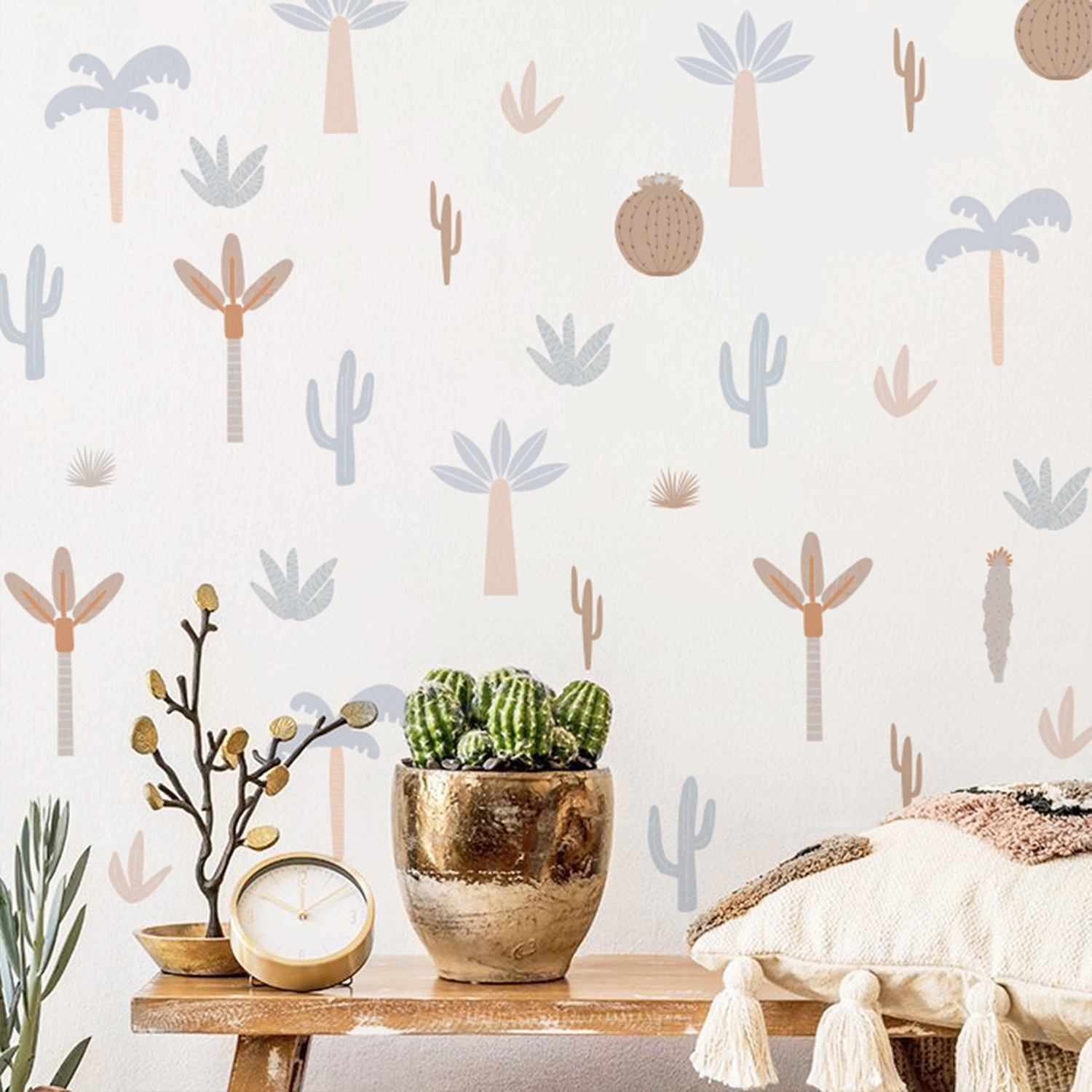 Funlife LGWS166 Wall Art For Living Room Family Wall Decorations Boho Desert Plant Decals