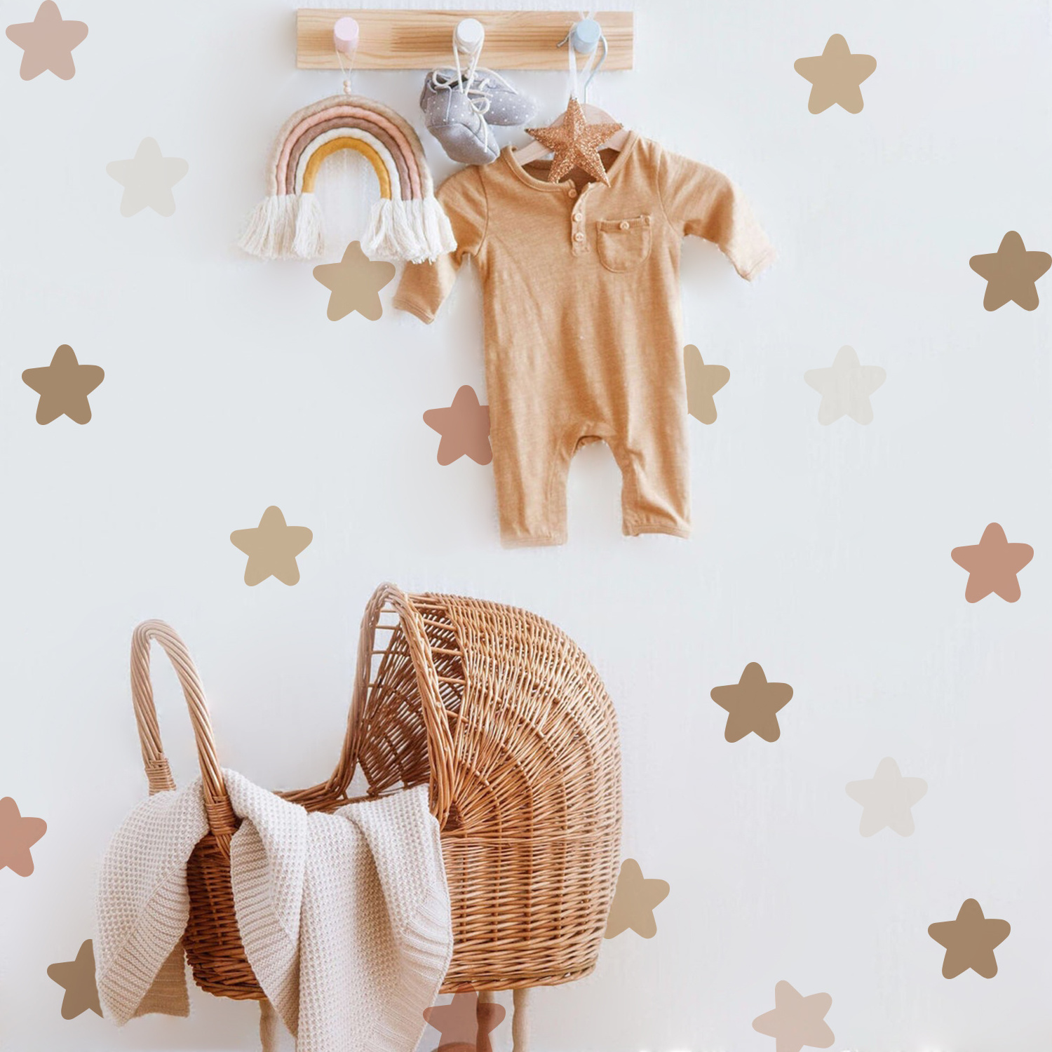 Funlife Boho Home Decor Self-adhesive Kids Room Sticker Boho Star Wall Decoration for Baby Room