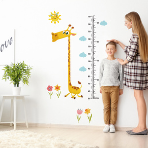 Funlife New Design Giraffe Kids Room Height Chart Animal Wall Decal Transparent PVC Kids Room Stickers