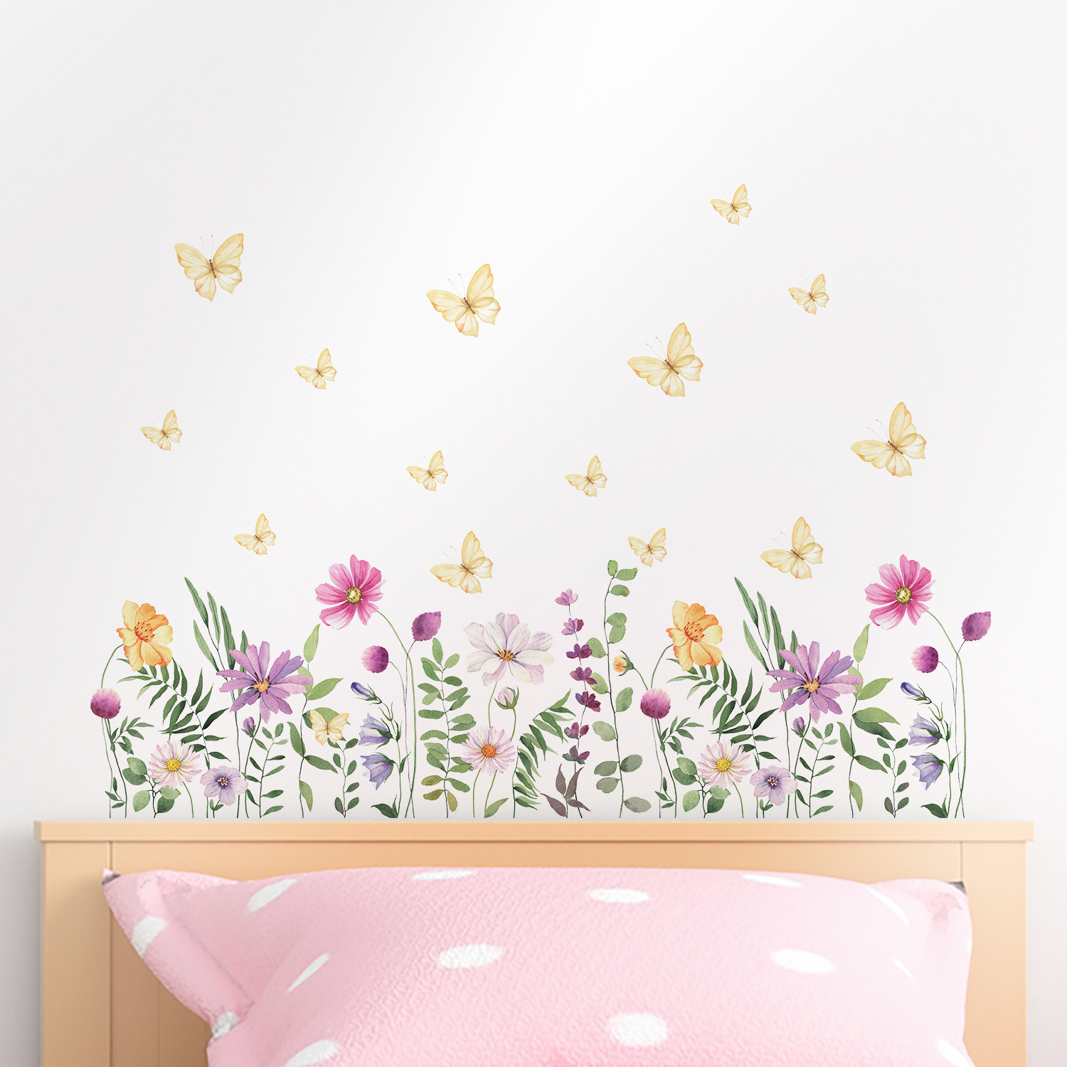 Funlife  FWS029 Spring atmosphere flower with butterflies lovely decals home decoration wall sticker