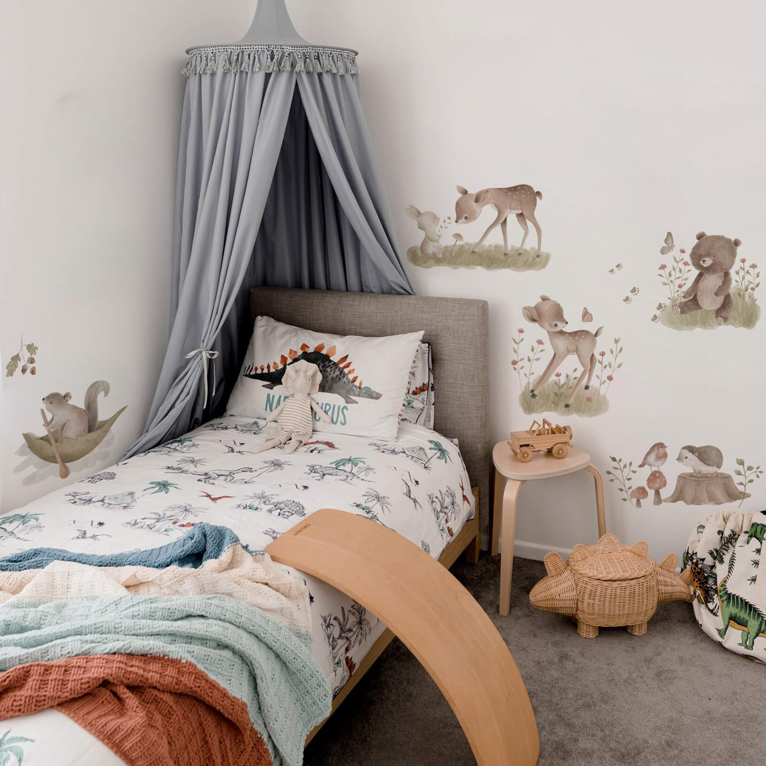 Funlife Fabulous Forest Wall Stickers Nursery Decor Bear Fox Bunny Ra Nursery Wall Decals For Kids Wall Decal