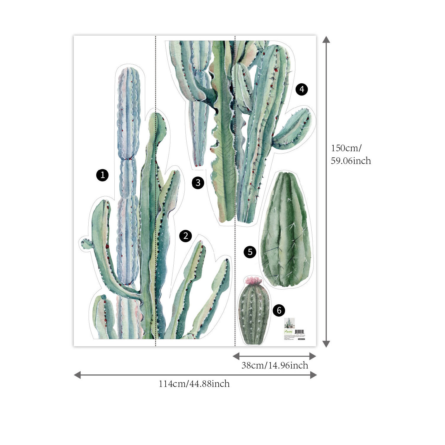 Funlife LGWS179 Sagura cactus PVC Wall Decals Art Picture Decor for Teens Boys Girls Bedroom  watercolor large cactus sticker