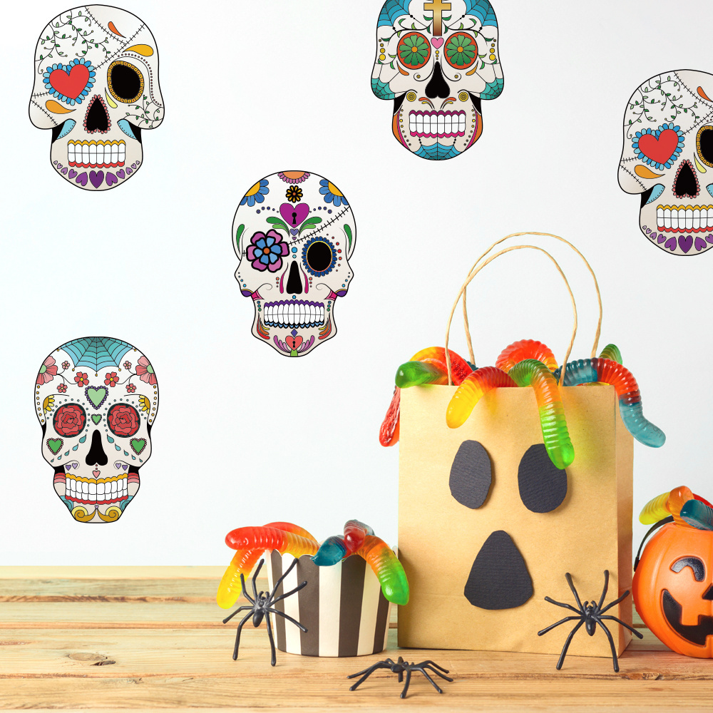 Funlife PA127 Cool Skull Decal Halloween Skull Stickers Vinyl Stickers for Laptop Bottle Luggage Decor