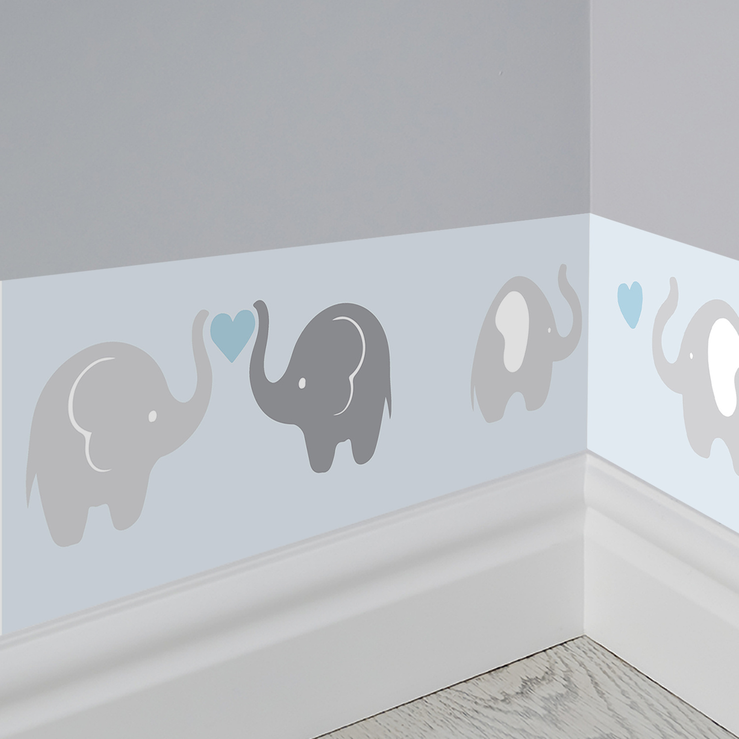 Funlife Children Wall Border Kids Wall Stickers Nursery Watercolor elephant Girls Self-Adhesive Baby's Room Bedroom Home Decor