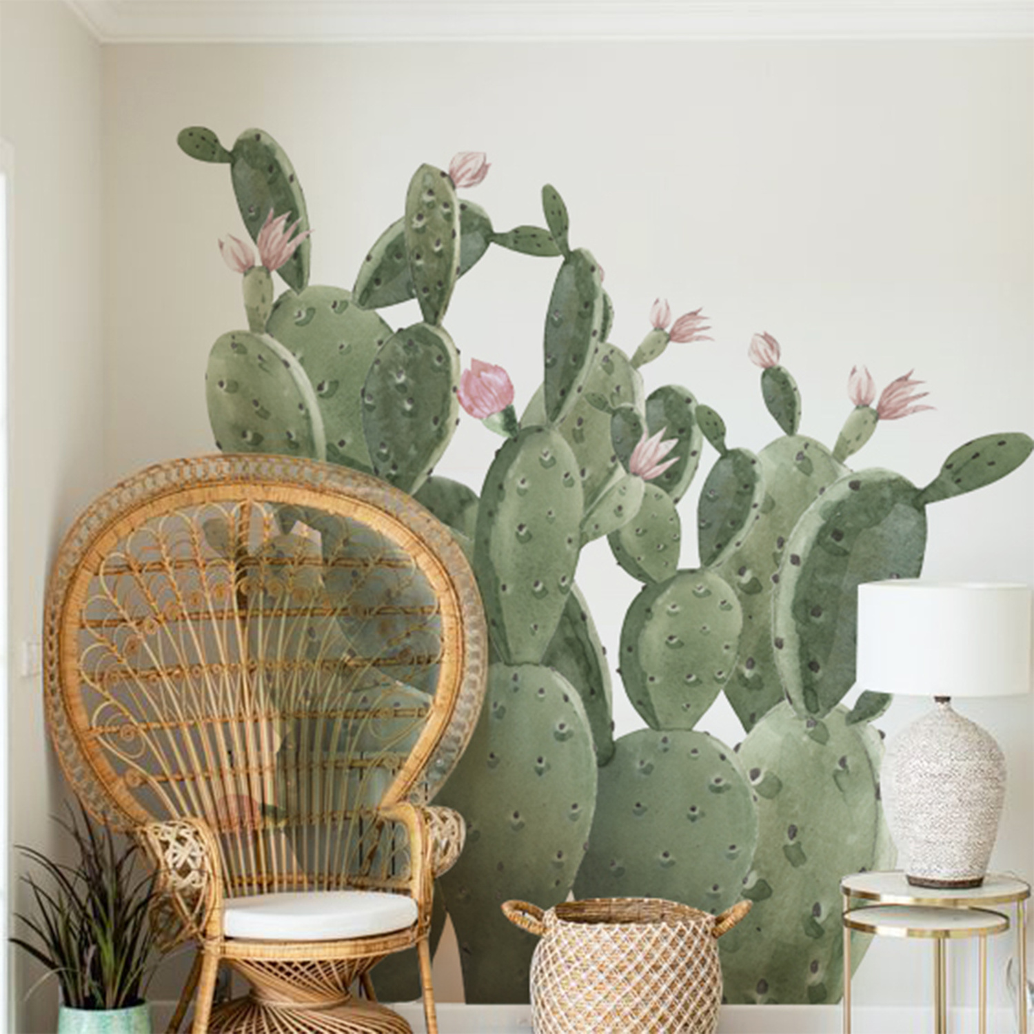 Funlife WMFKD067 boho cactus garden Fabric Art Murals Prickly Pear  Cactus Wall Stickers