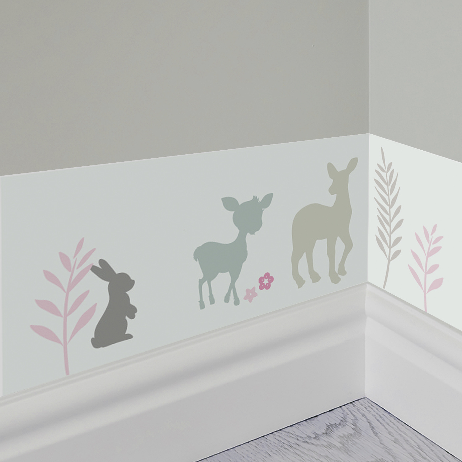 Funlife Kids Nursery Wall Stickers Girls Boys Children Wall Border Self-Adhesive Bedroom Elk and Rabbit Home Decor Baby's Room