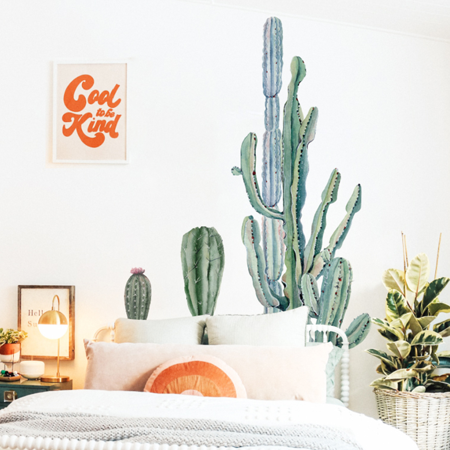 Funlife LGWS179 Sagura cactus PVC Wall Decals Art Picture Decor for Teens Boys Girls Bedroom  watercolor large cactus sticker