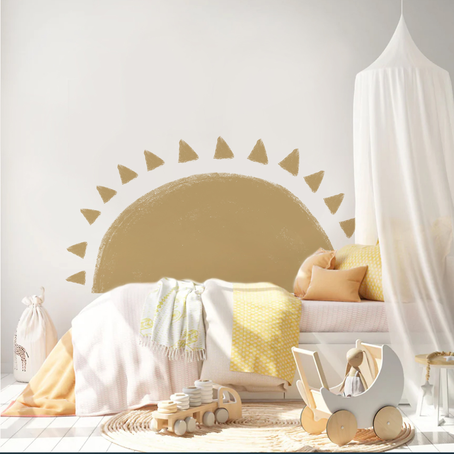 Funlife DY007 Brown Half Sun Removable Wallpaper Self Adhesive Peel and Stick PVC Wall Sticker