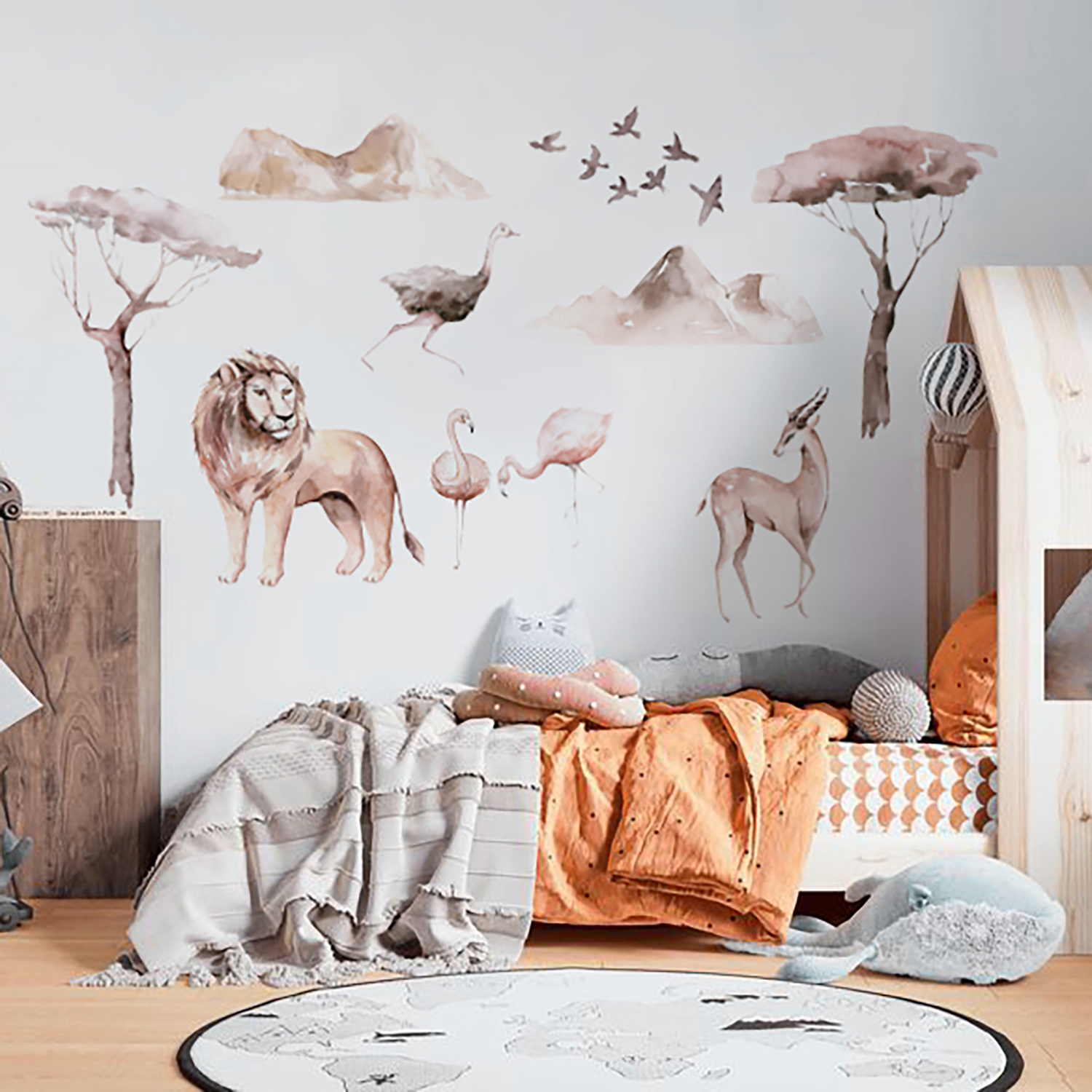 Funlife BDEWS003 PVC wall decals lion elk ostrich combination wall sticker room wall decoration decals