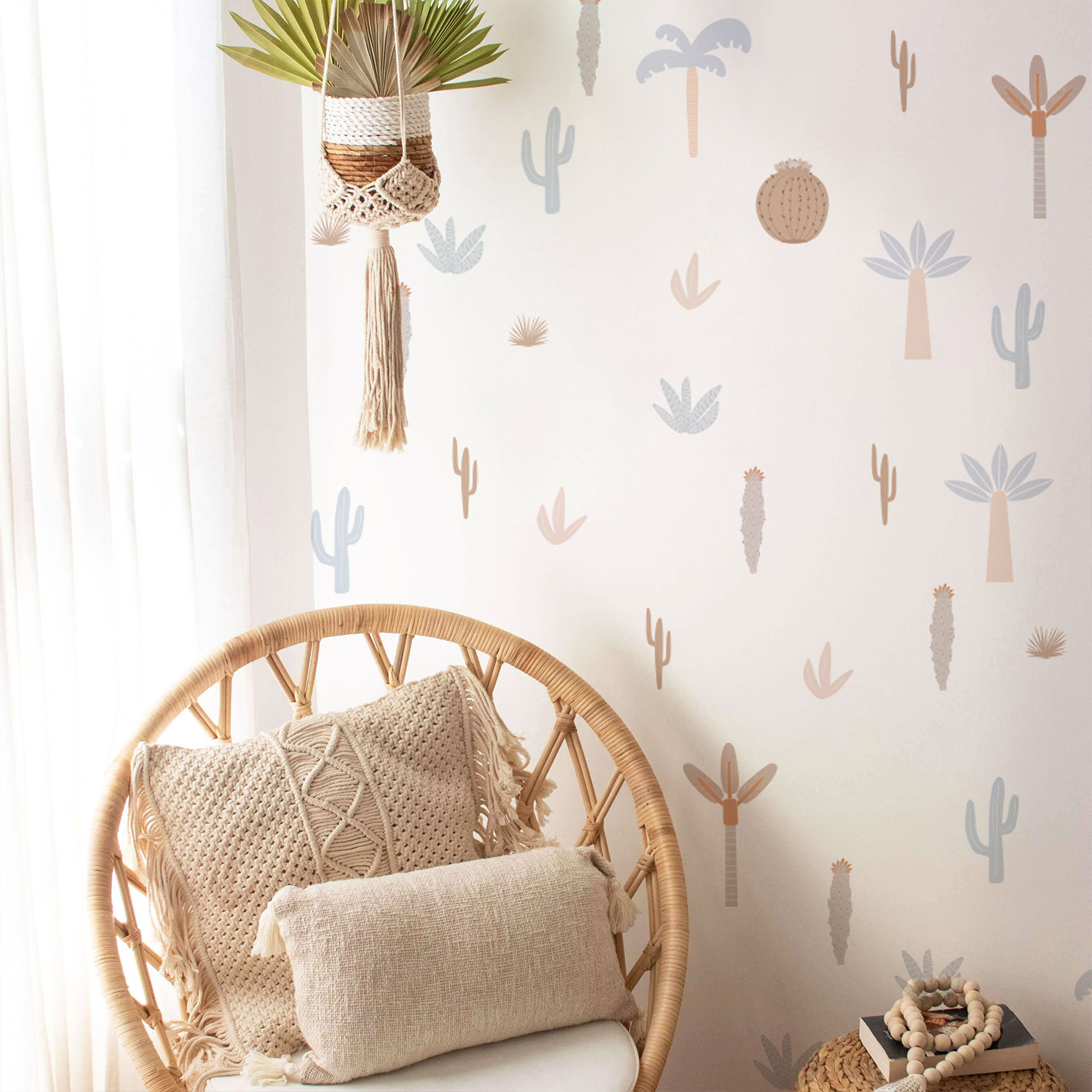 Funlife LGWS166 Wall Art For Living Room Family Wall Decorations Boho Desert Plant Decals