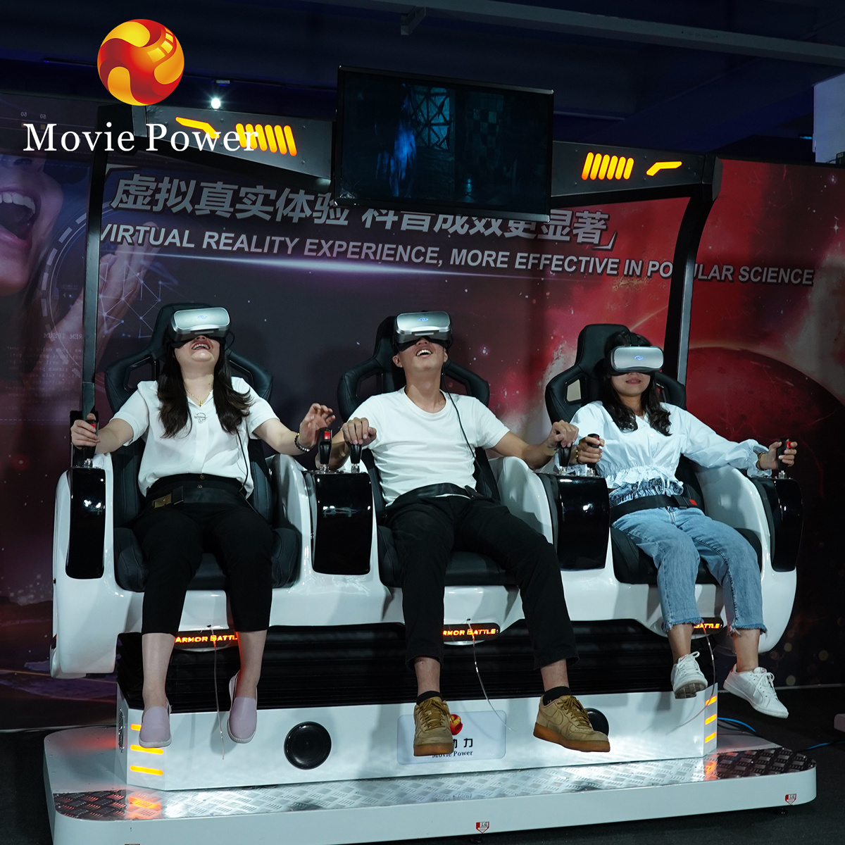 Indoor Playground Commercial Virtual Reality Simulator Vr Game Machine 3 Seats Vr Theme Park Vr Cinema