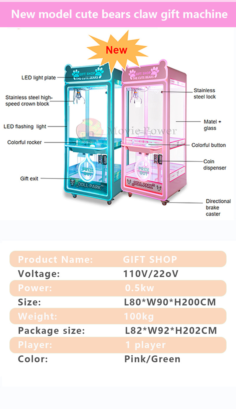 Cheap Arcade Prize Stacker Vending Game Plush Toy Doll Grabber Mini Claw Crane Machine