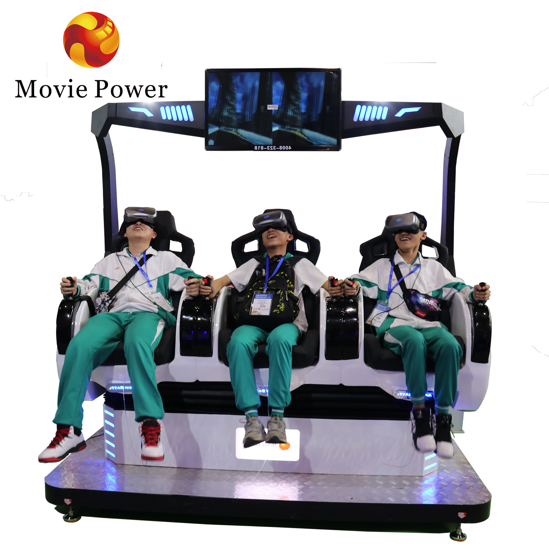 Funny VR Cinema Virtual Reality Gaming 9D VR Game Machine 3 Seats VR Motion Simulator Equipment