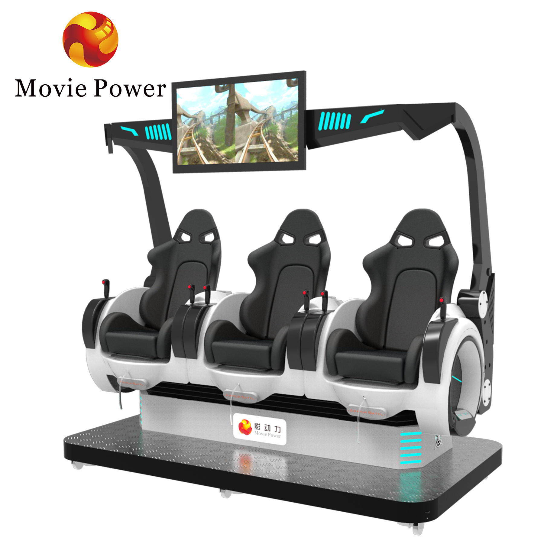 Funny VR Cinema Virtual Reality Gaming 9D VR Game Machine 3 Seats VR Motion Simulator Equipment