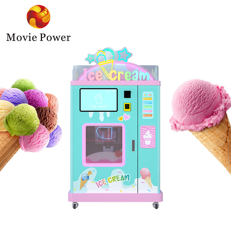 Customized Outdoor Smart Fully Automatic Smoothie Gelato Machines Soft Ice Cream Vending Machine