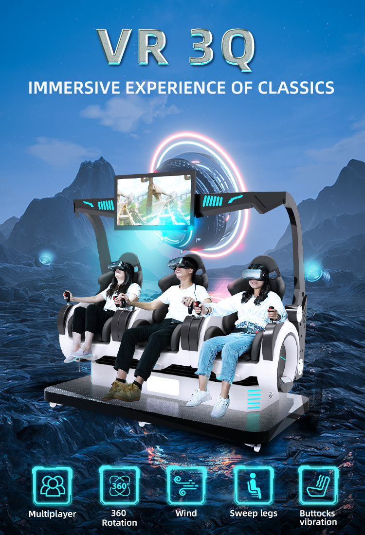 Funny VR Cinema Virtual Reality Gaming 9D VR Game Machine 3 Seats VR Motion Simulator Equipment