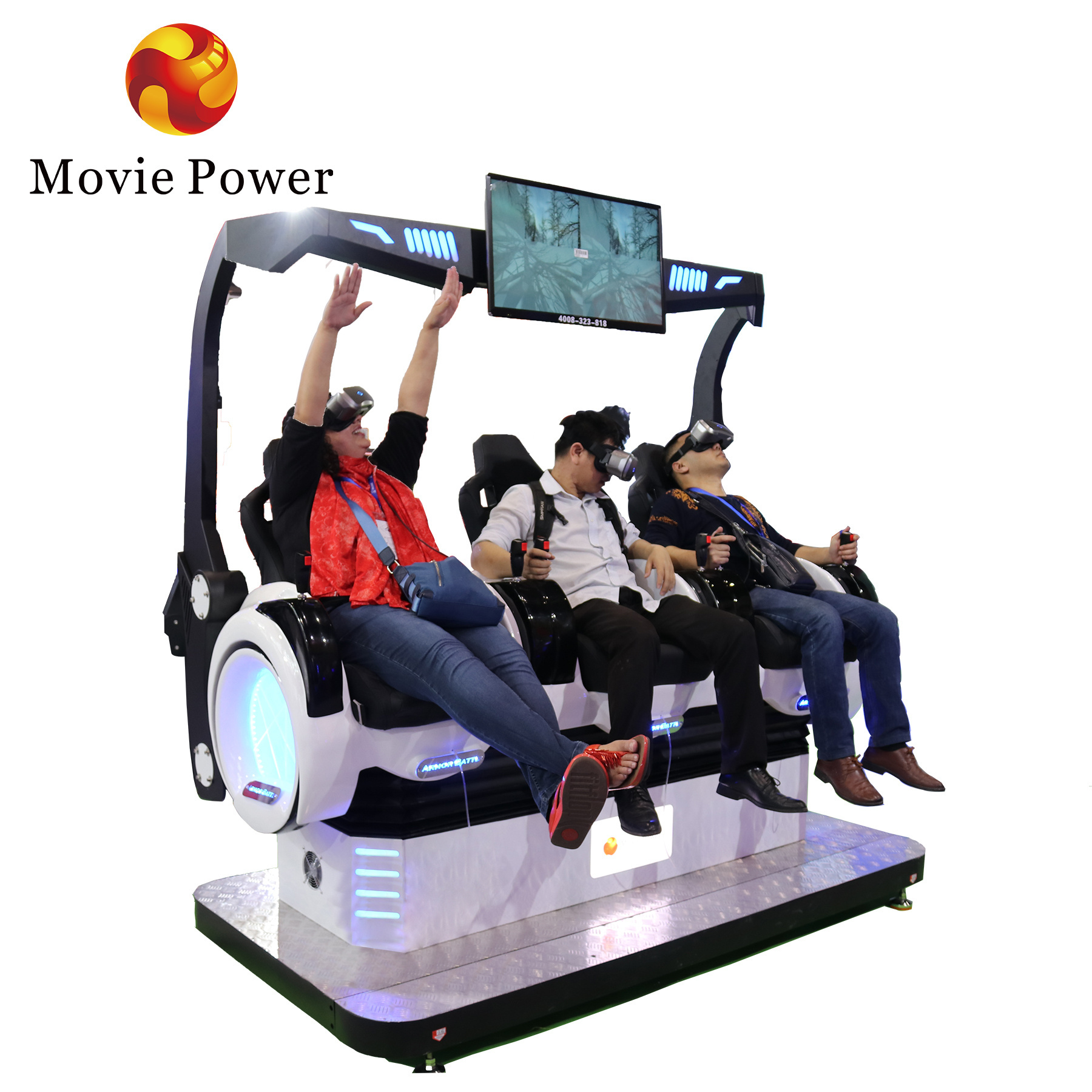 9D Vr Cinema Series Chairs 3 Players Roller Coaster 9D Vr Game Virtual Reality Cinema Vr Equipment