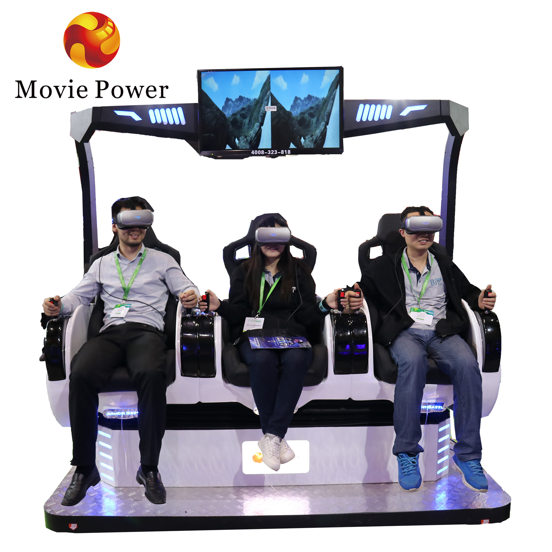 Indoor Playground Commercial Virtual Reality Simulator Vr Game Machine 3 Seats Vr Theme Park Vr Cinema