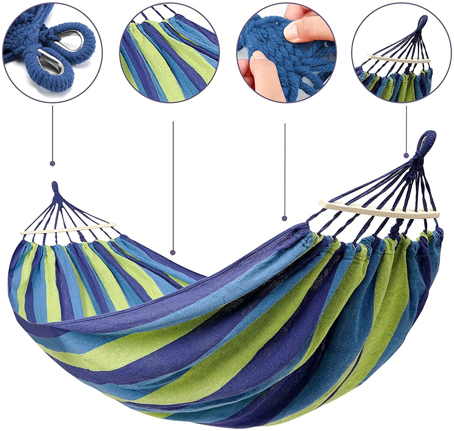 Outdoor Foldable Thicker Cotton Canvas Swing Bed Hammock with Custom Logo