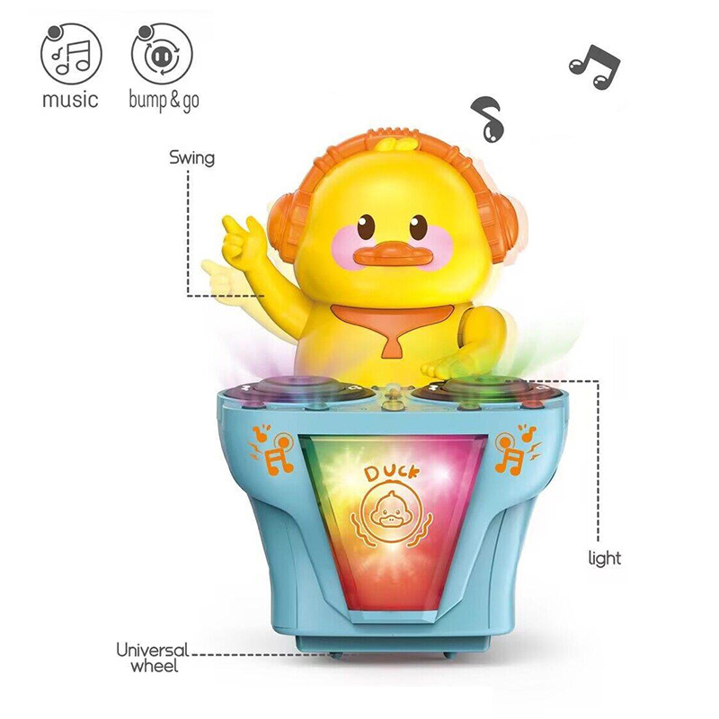 Children electric musical duck swing dancing dj music robot light swing electric dancing dj duck toy for kids