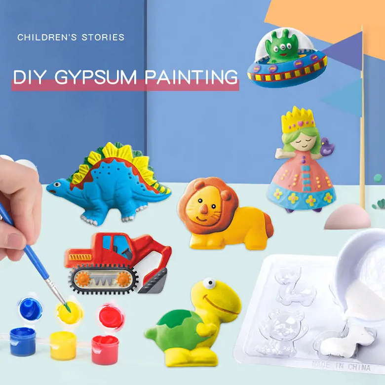 Educational kids DIY plaster paint set creative handmade graffiti arts craft toy drawing toys with tools