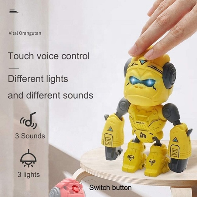 Metal gorilla monkey machinery flexible robots toy 3 colors sensing induction electric kids robot with sound light