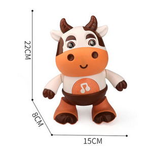 Electric cow shape dancing robot toy educational other baby toys with music and light