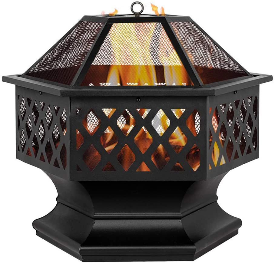 European Outdoor Winter Heating Furniture Back Yard Deck Stove Fire Table Pits With BBQ Grill grate Fire Pit