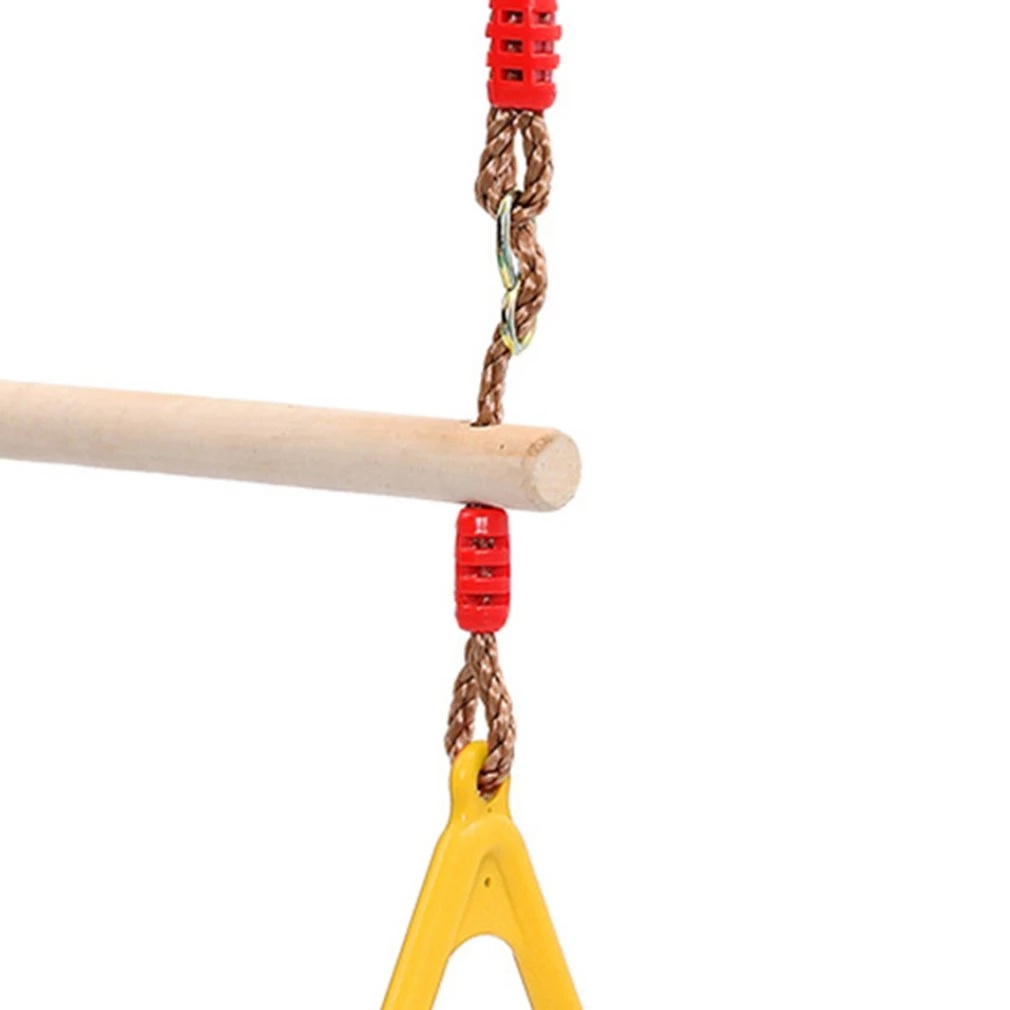 Multifunction Kids Adult Wood Trapeze Swing with Plastic Rings Outdoory Toy