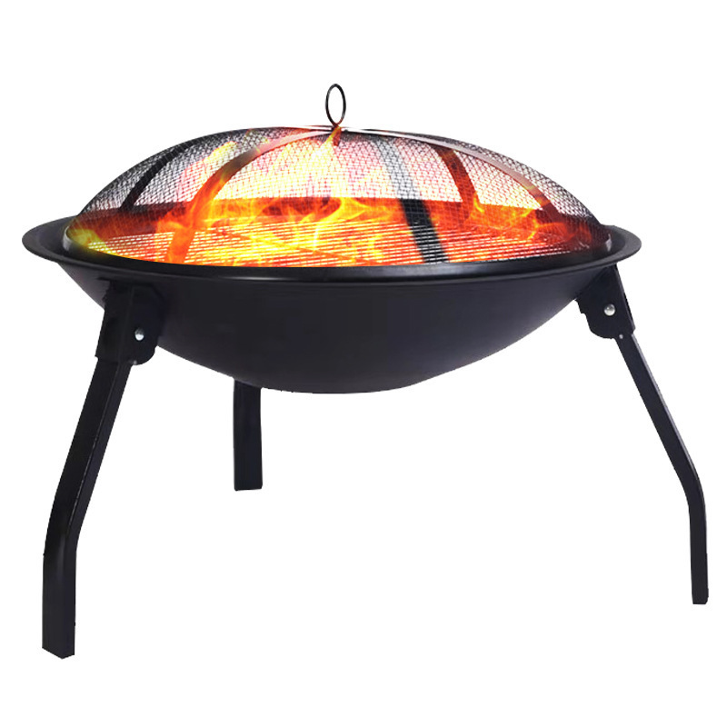 CR Outdoor Metal Firepit Round Table Patio Garden Wood Burning Fire Pit