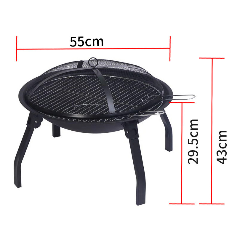 CR Outdoor Metal Firepit Round Table Patio Garden Wood Burning Fire Pit