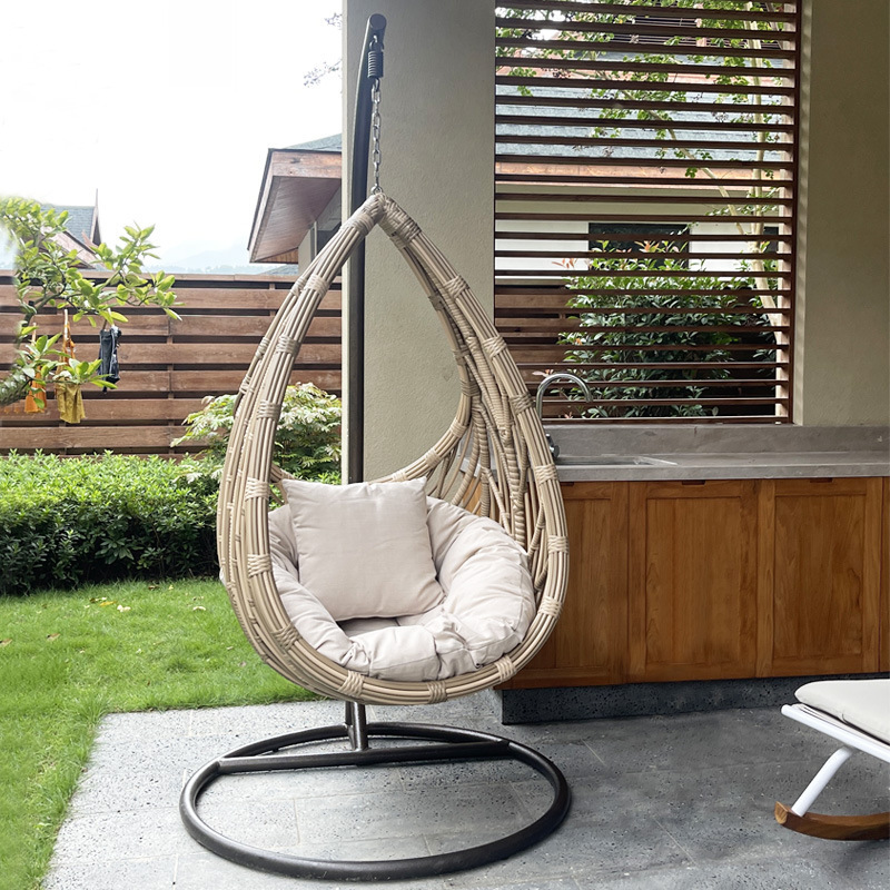 CR High Quality Outdoor Furniture Rattan Living Room Indoor Patio White Wicker Egg Hanging Chair Swing