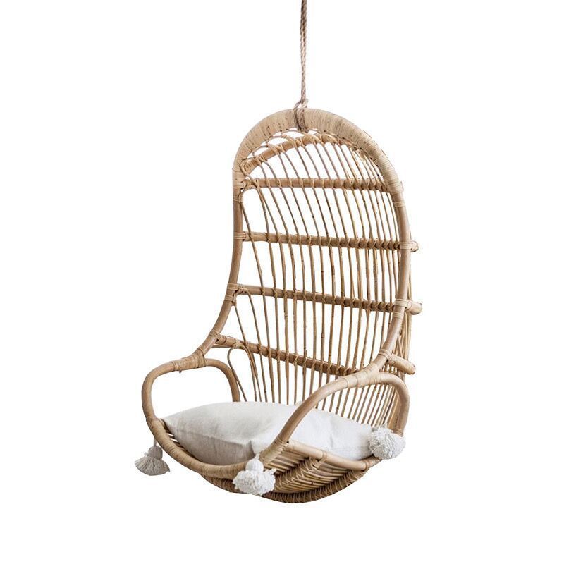 CR High Quality Rattan Outdoor Furniture Hanging Swing Sets Egg Chair With White Cushion