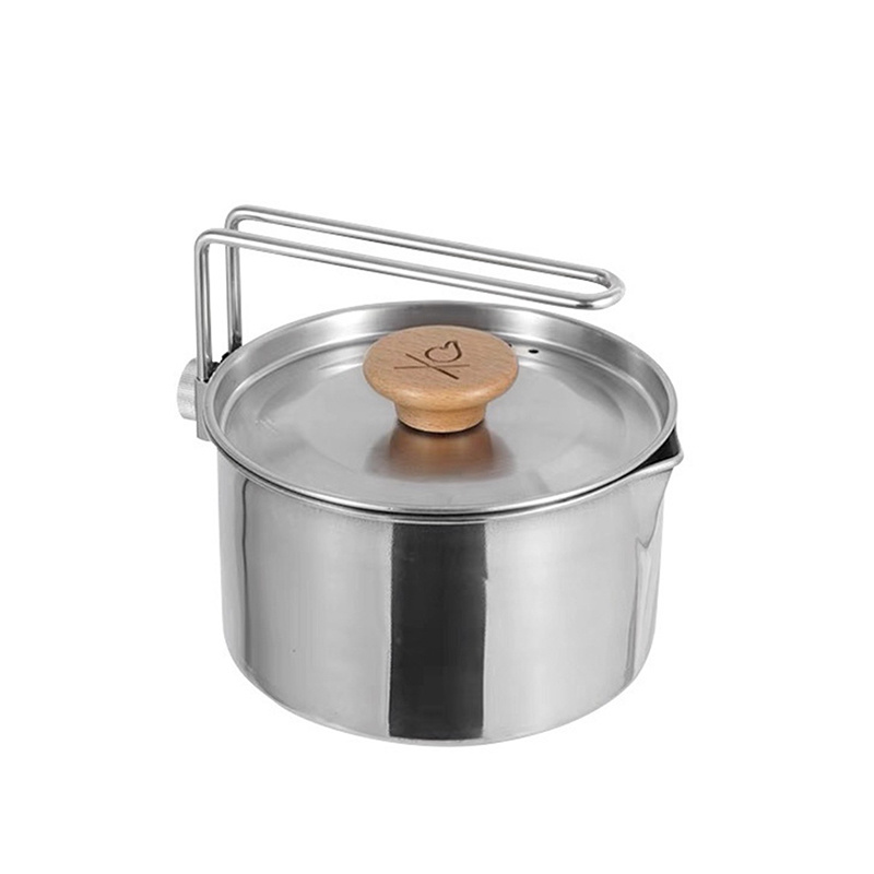 Outdoor Camping Pot 304 Stainless Steel Fishing Camping Multipurpose Pot Convenient Detachable Handle Coffee Kettle