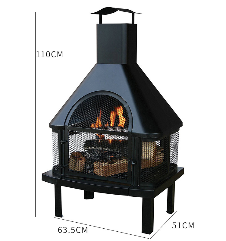 CR Sejr Black Steel Portable Wood Burning Fire Pit Chiminea Fireplace Outdoor Patio Backyard