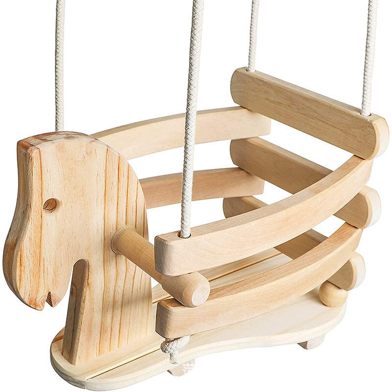 Children'S Wooden Horse Swing Hanging Indoor Swing Household Baby Hanging Chair Wooden Swing Chair