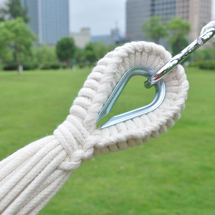 CR White Canvas Hammock Double 2 Person Macrame Hanging Brazilian Hammock Portable Cotton Rope