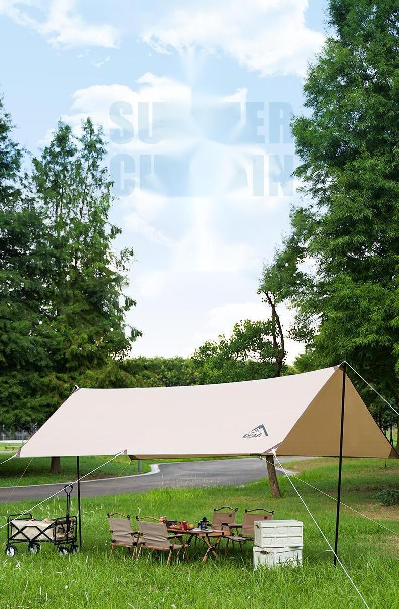 Tent Outdoor Camping Shade Sunscreen Silver Coated Picnic Square Large Curtain Rainproof Pergola Supplies Equipment