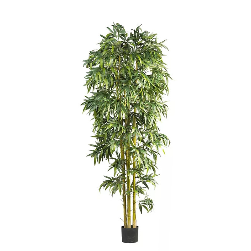 CR Wholesale Plastic Bamboo Potted Plants Artificial Green Indoor Plants For Home Decor