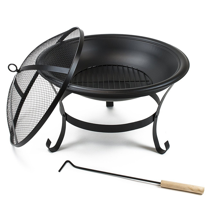 Outdoor Fire Pit Decorative Iron Brazier For Barbecue Round Wood Burning Metal Tripod Fire Pit For Garden