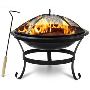 Outdoor Fire Pit Decorative Iron Brazier For Barbecue Round Wood Burning Metal Tripod Fire Pit For Garden