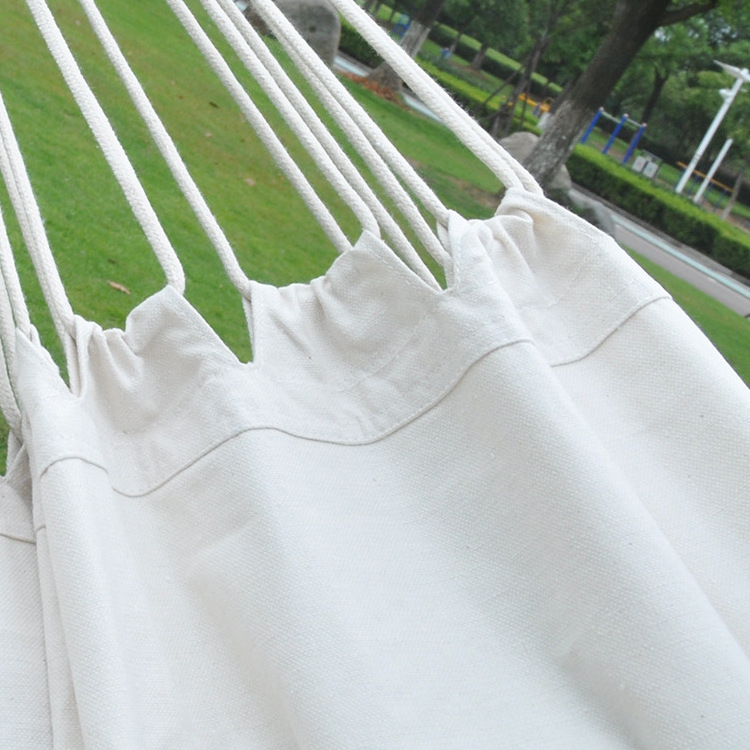 CR White Canvas Hammock Double 2 Person Macrame Hanging Brazilian Hammock Portable Cotton Rope