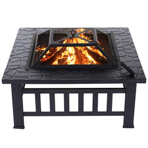 32Inch Iron Large Fire Pits Cast Iron Firepit Modern Stylish BBQ Burn Pit Outdoor for Garden Patio Terrace Camping Stand Stove