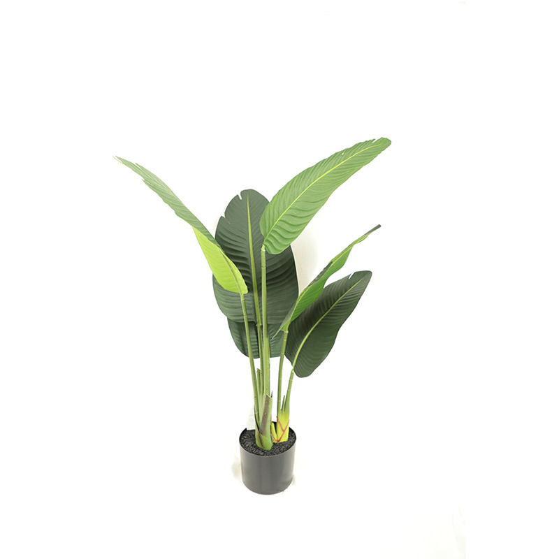 Home Indoor Garden Decoration Artificial Traveler Banana Potted Green Trees Bonsai Double-stalk Artificial Tree