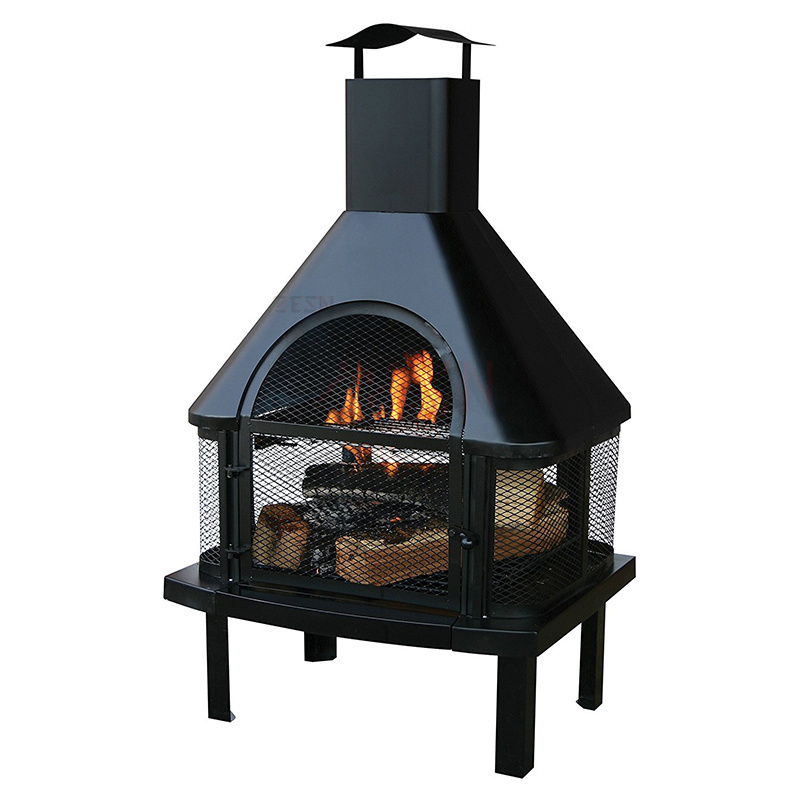 CR Sejr Black Steel Portable Wood Burning Fire Pit Chiminea Fireplace Outdoor Patio Backyard