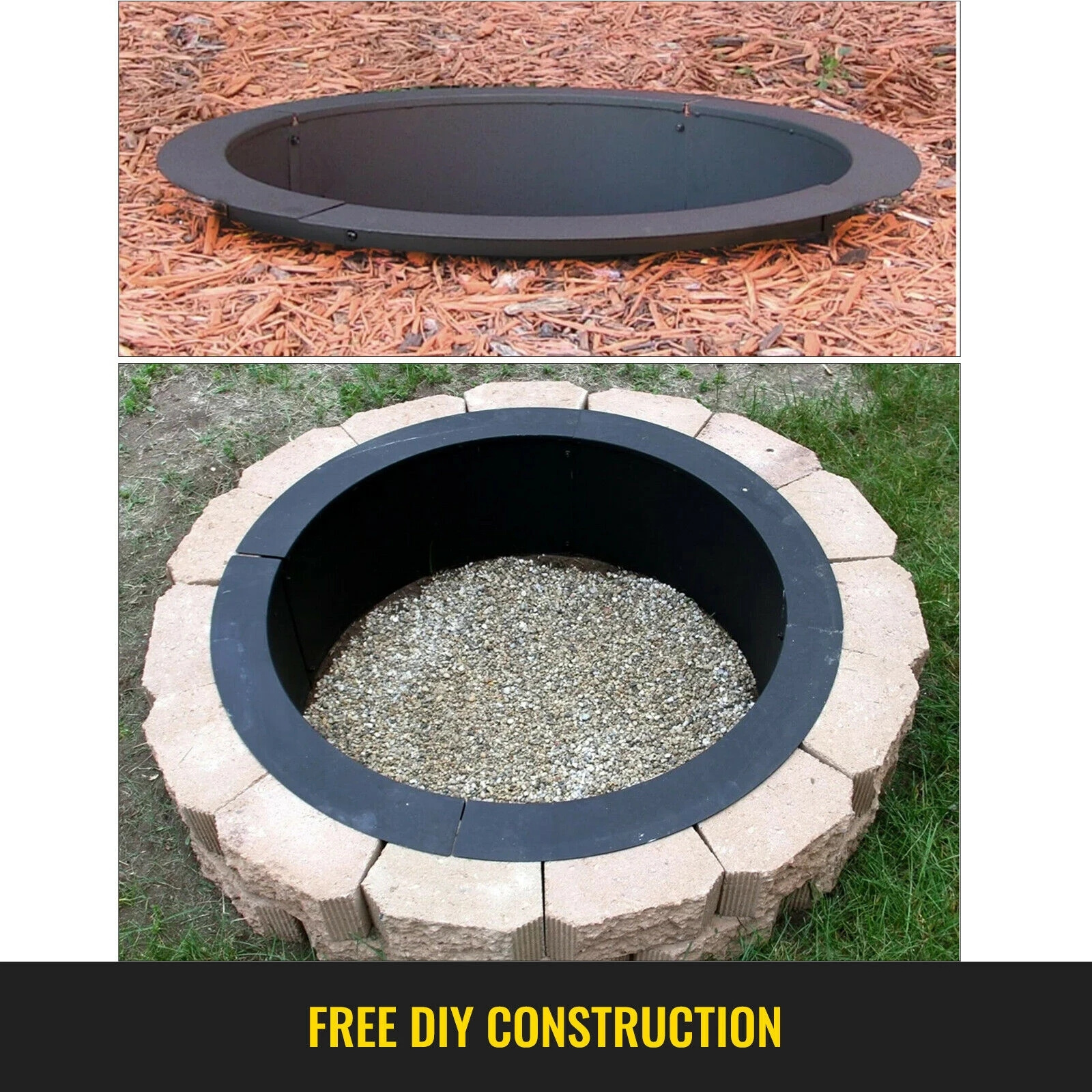 Fire Pit Ring Liner Easy to Assemble Install Steel Outside Diameter 36