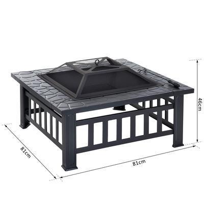 Northland Outdoors Wood Burning Fire Pit Backyard with Cooking BBQ Grill Black